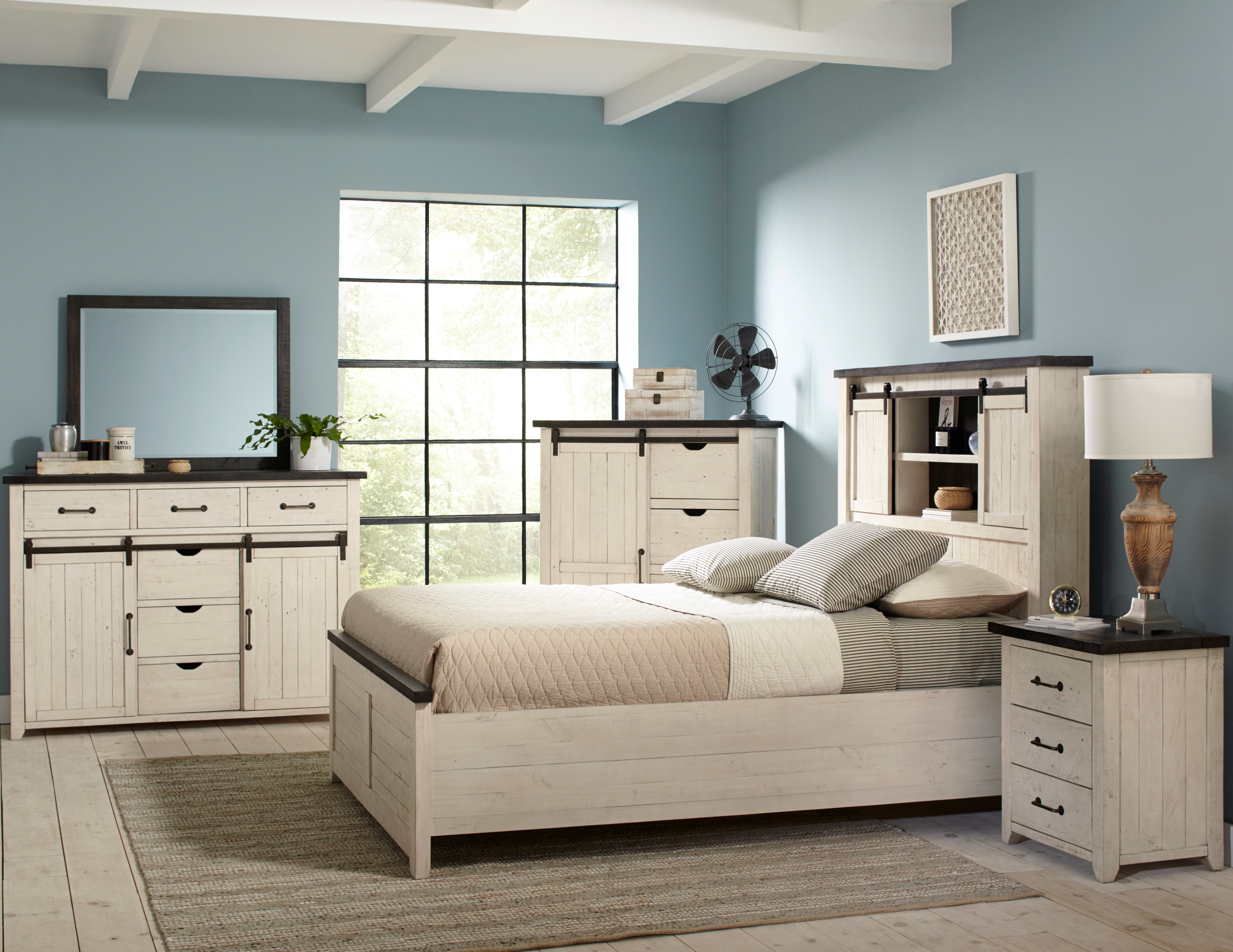 Barn door store king bedroom set